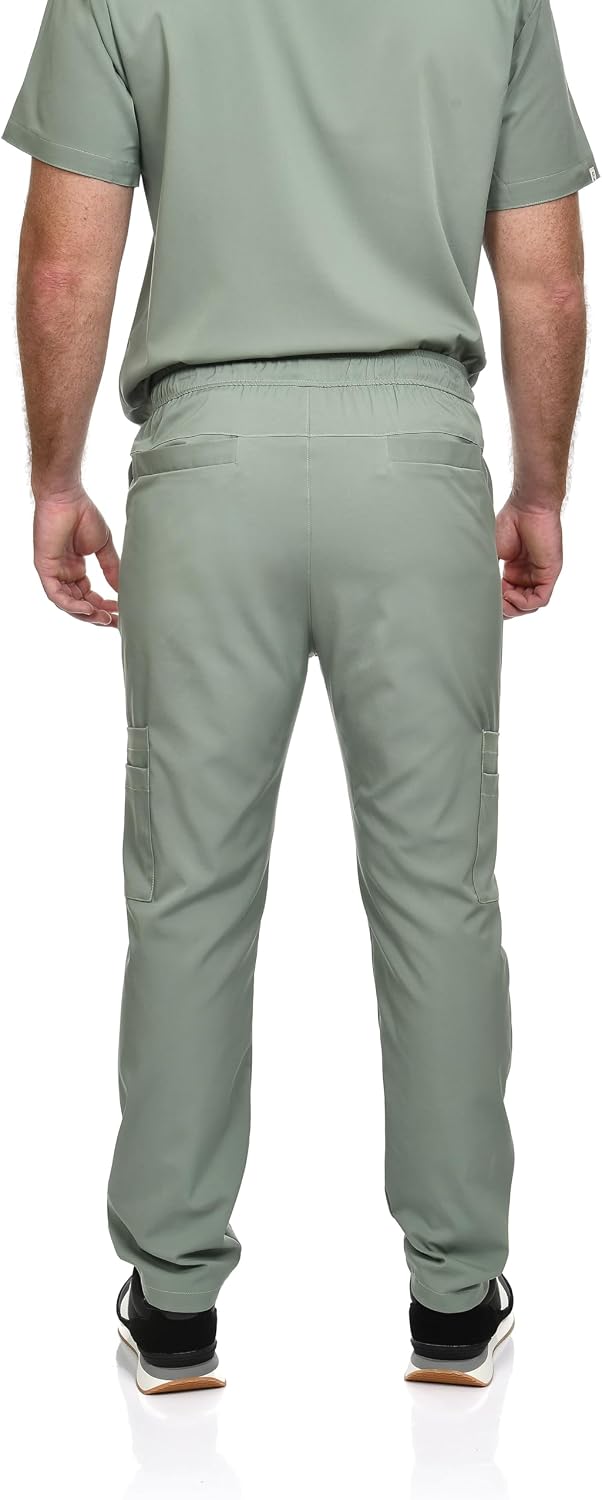 CINQO Men Scrub Set V-Neck Scrub Top & Bottom 4-Way Stretch, Breathable, Modern Fit Medical Work