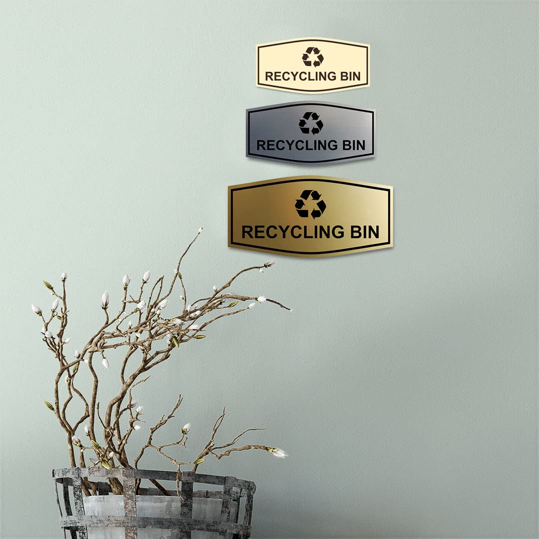 Fancy Recycling bin Sign (White/Red) - Medium