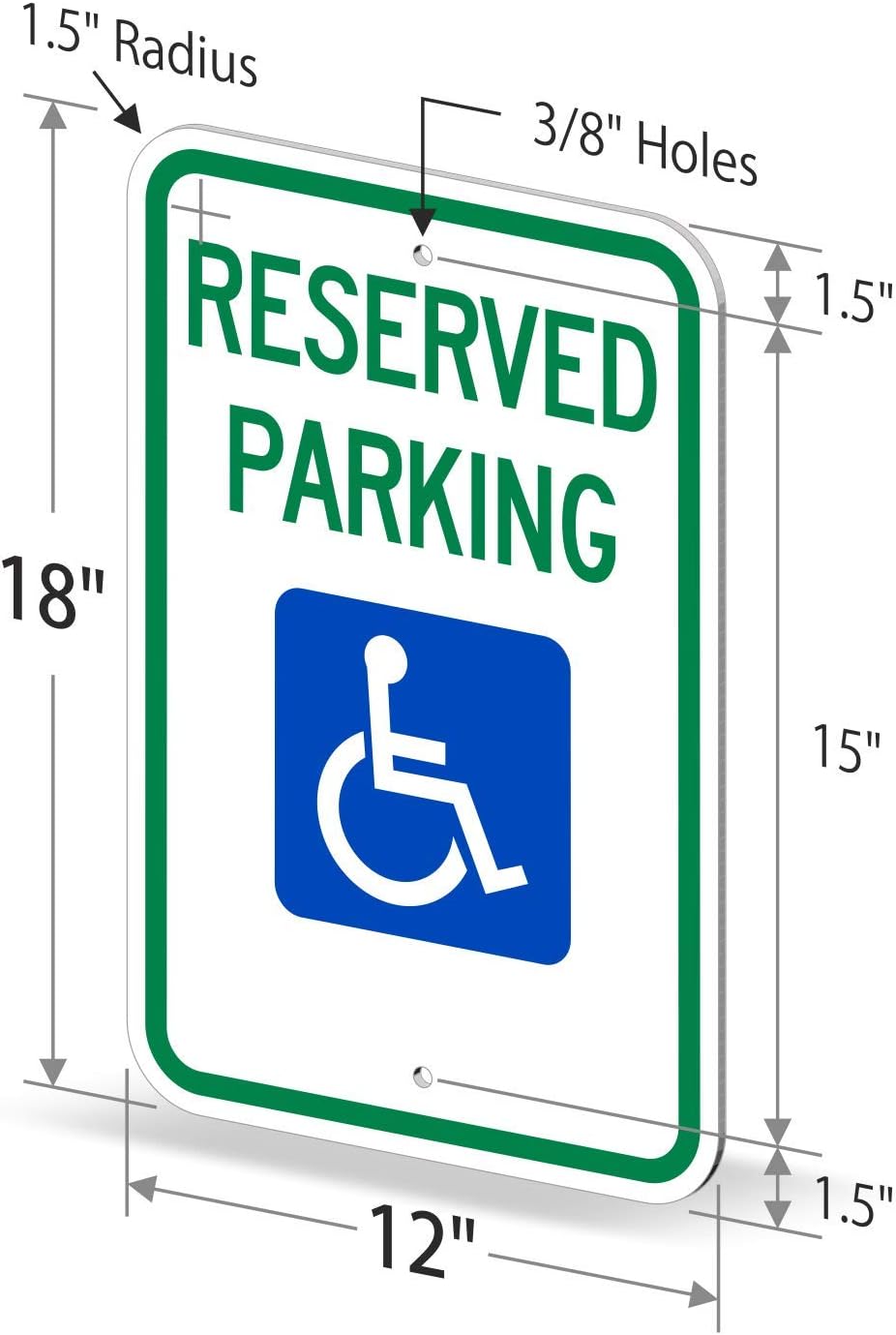 T1-1001-EG_12x18 Reserved Parking Federal Handicap Parking Sign By | 12" x 18" 3M Engineer Grade Reflective Aluminum