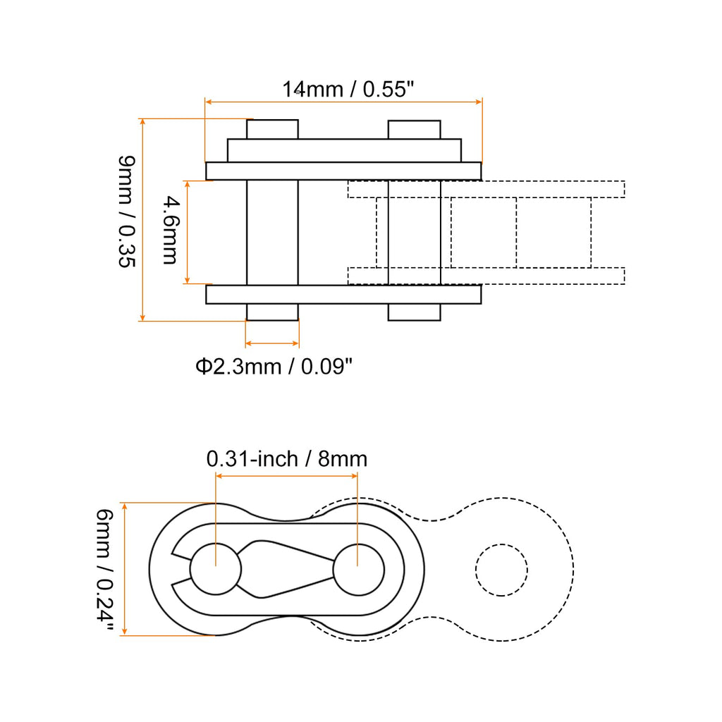 uxcell Chain Master Connector Link Roller 8mm Pitch Stainless Steel 4 Pcs