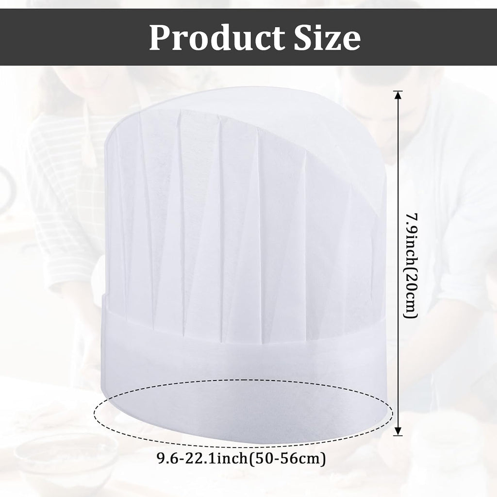 Disposable Chef Hats 50 Pack Non Woven Baker Hats DIY Blank Chef Cap White