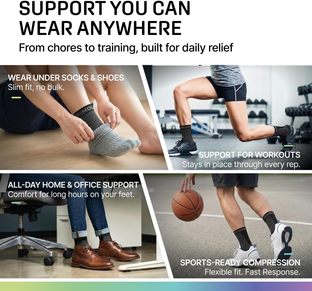 Foot & Ankle Brace Socks for Sprained Ankle Compression Sleeve - Foot Support for Women & Men - Tendonitis &