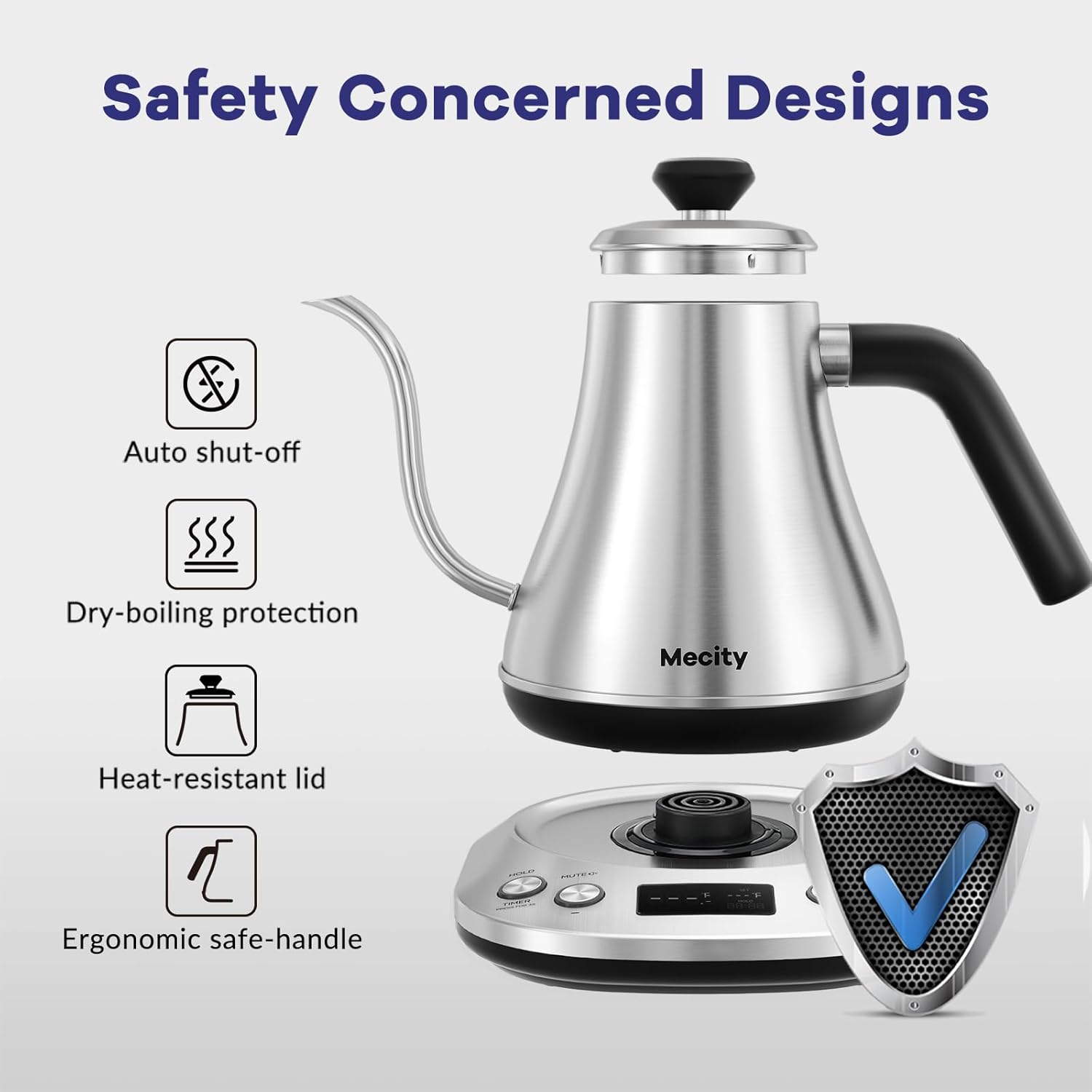 Electric Gooseneck Kettle With LCD Display Automatic Shut Off Retro Coffee Kettle Temperature Control Hot Water