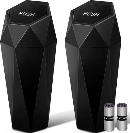 Car Trash Can with Lid - 2 Pack, Car Accessories for Interior, Leakproof Vehicle Garbage Can with 30 Attached Trash