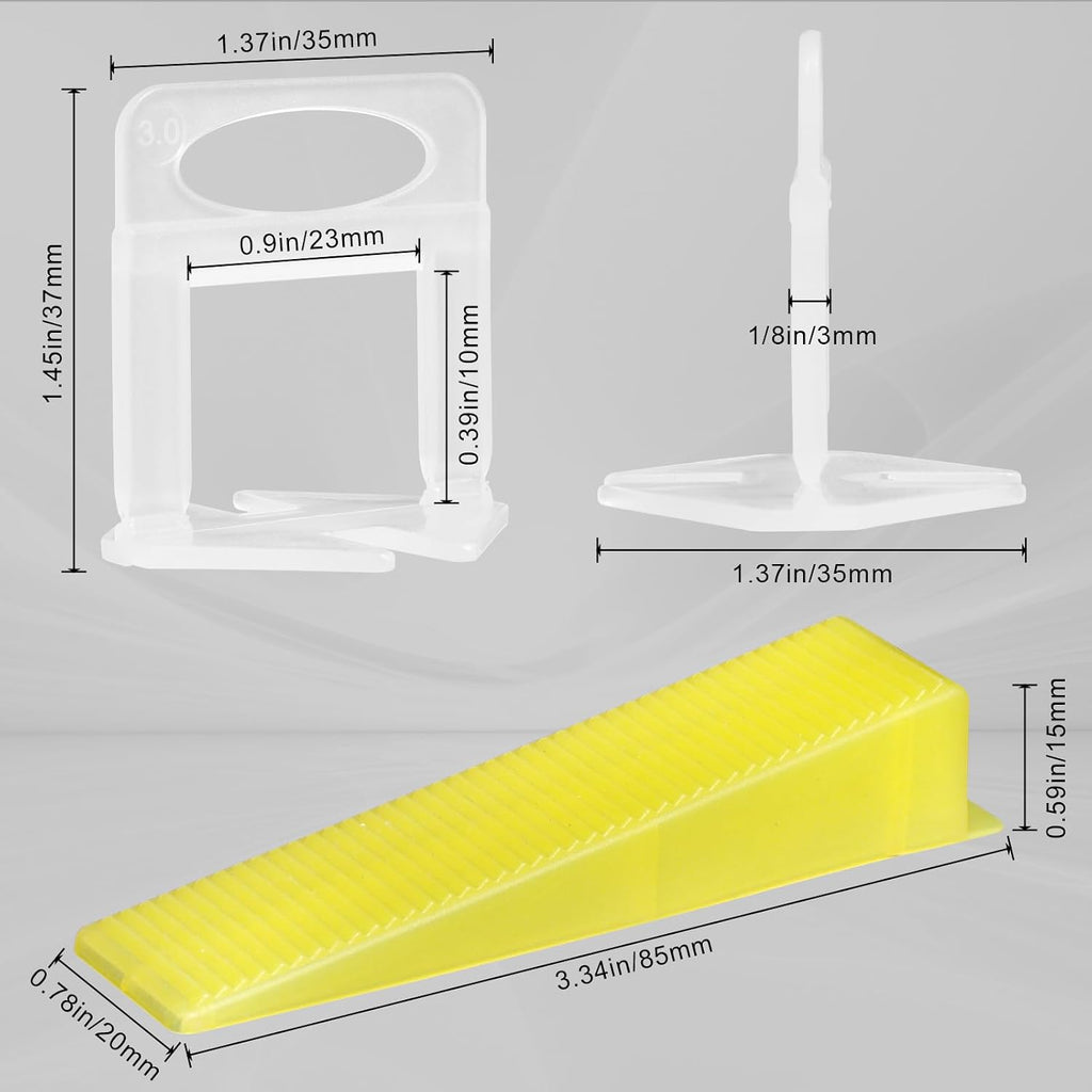 Tile Leveling System with Rubber Mallet and Tile Plier - 1000-Piece Tile Spacers 1/8 Inch Tile Clips and 200-Piece
