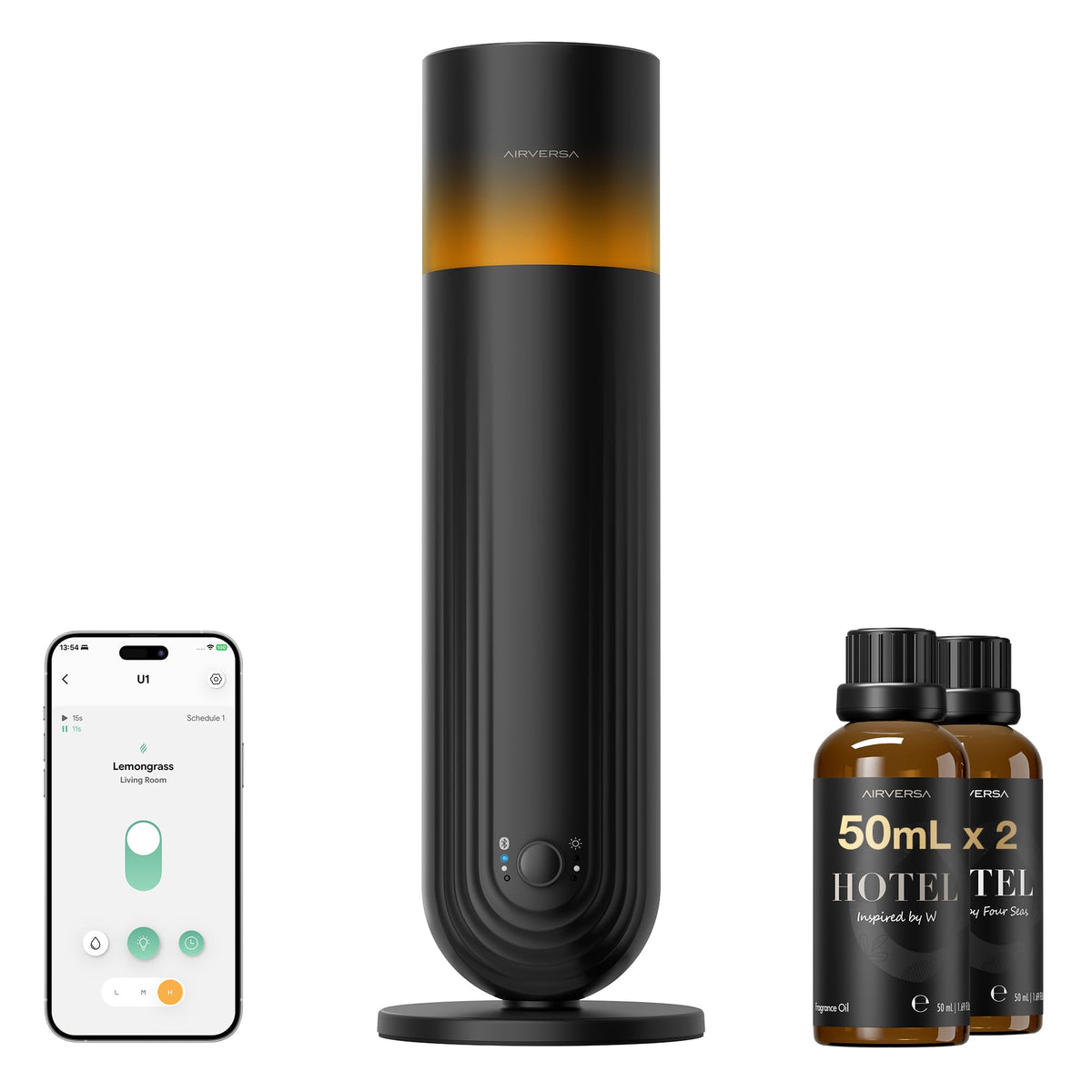 U1 Smart Hotel Waterless Diffuser with 100mL Oils Kit, Black