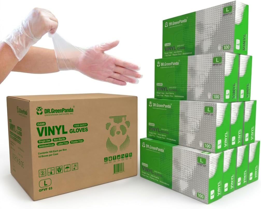 Clear Vinyl Disposable Gloves Food Safe Powder/Latex Free