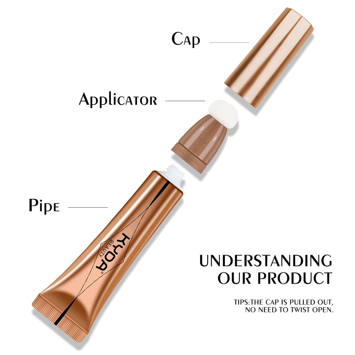 Liquid Highlighter Wand, Buildable Glow Face Illuminator, Shimmer Highlighter Bronzer Makeup Stick, Smooth Blendable
