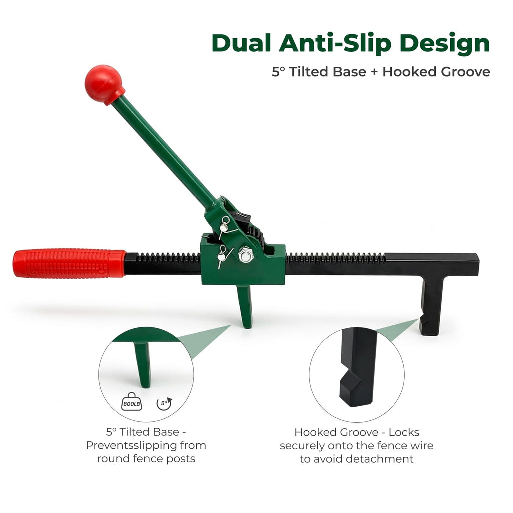 Chain Link Fence Puller Tool, Heavy-Duty Ratcheting with 9-Inch Stretcher