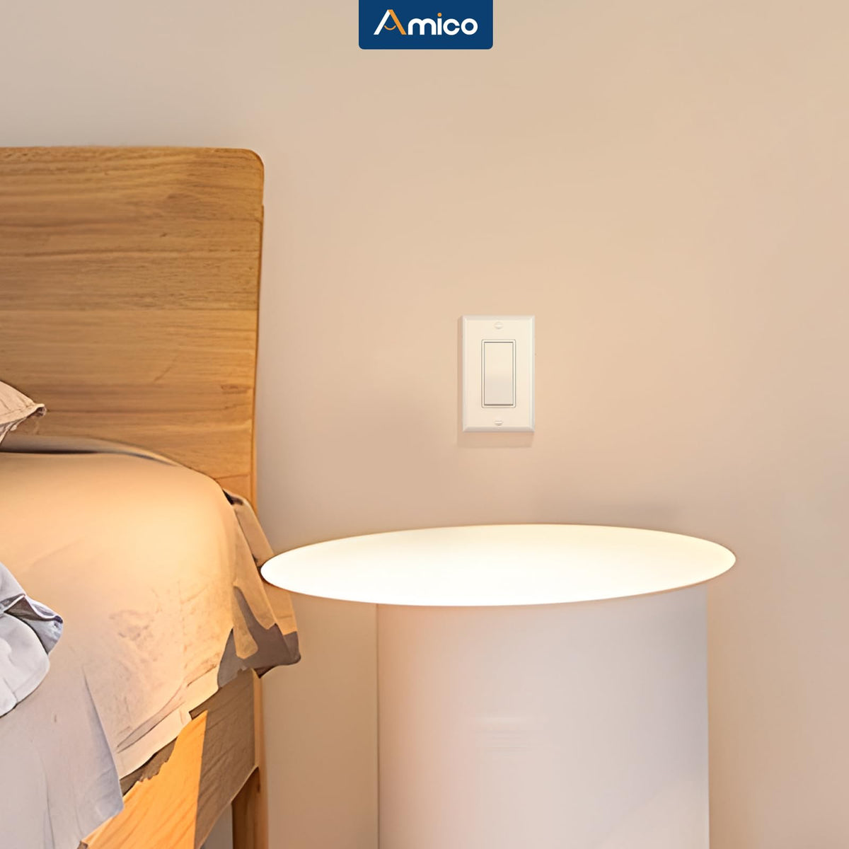 Amico 1 Pack Single Pole Light Switches with Wall Plates