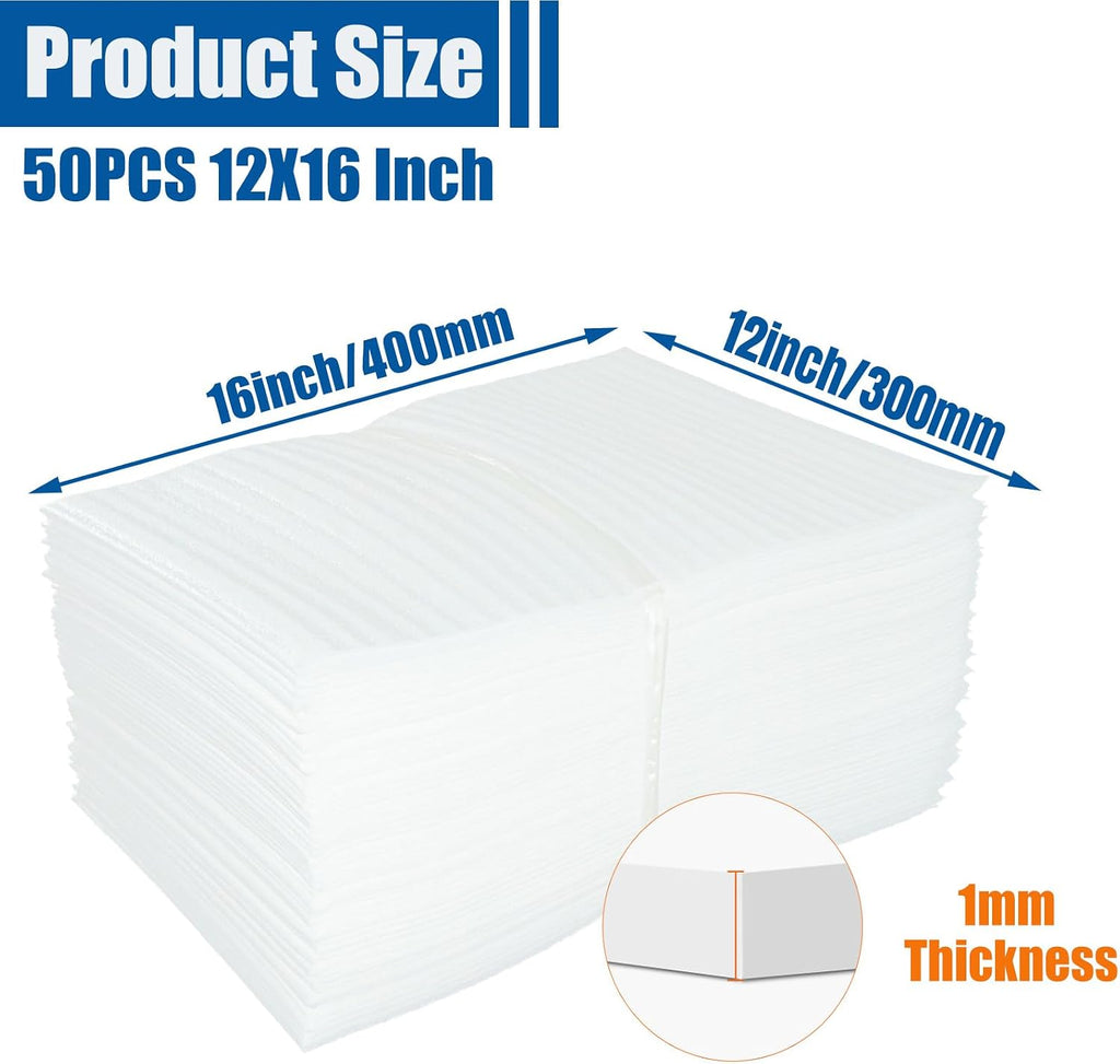 Cushion Foam Wrap Pouches for Moving(50 Pack 12"x16'')