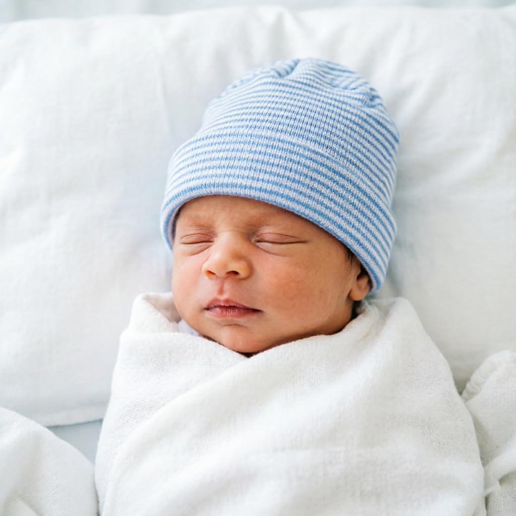 BQUBO 4 Pack Newborn Hospital Hat Infant Baby Hat Cap with Big Bow Soft Cute Knot Nursery Beanie