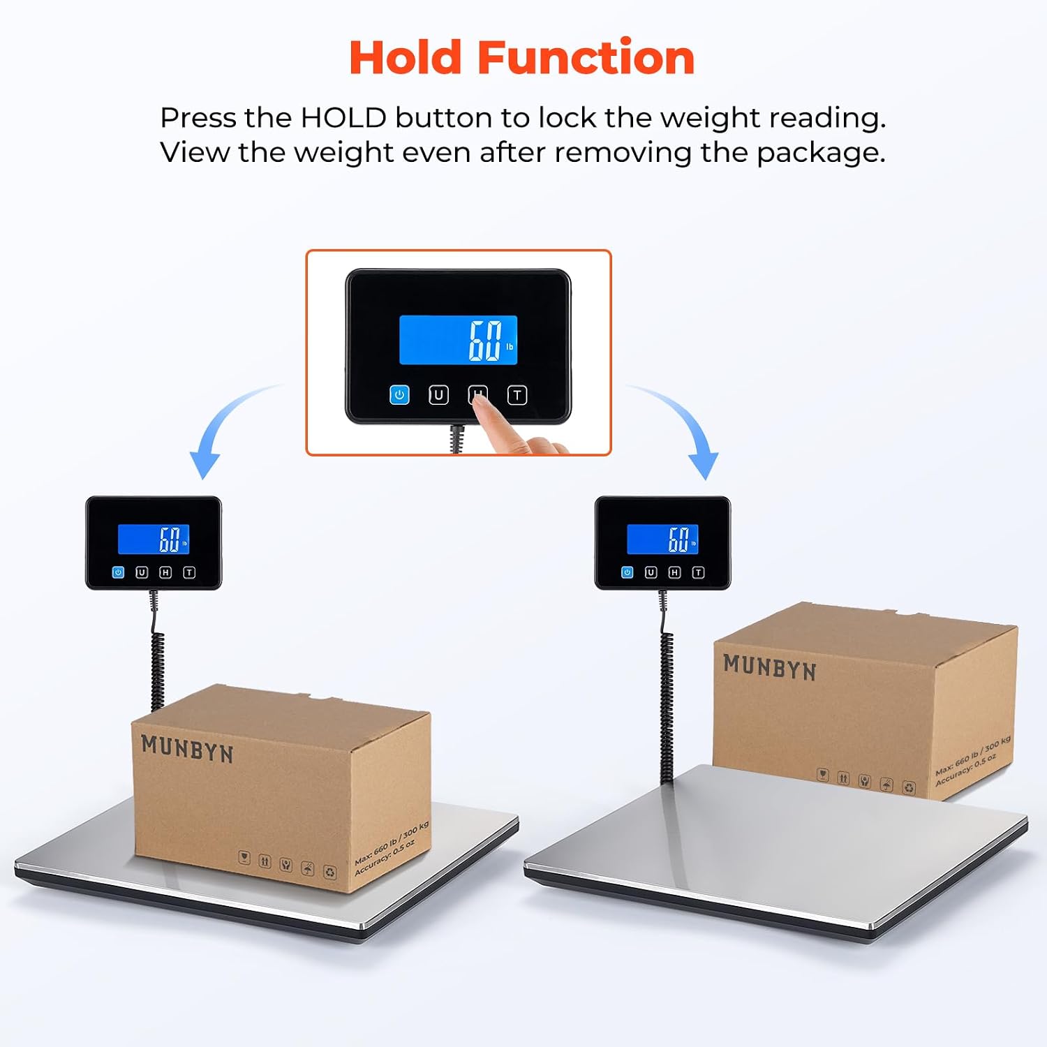 440lb/1.8oz Shipping Scale, Digital Postal Scale for Packages | Hold & Tare Function, Backlit LCD, Battery & USB