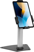 Secure Universal Tablet POS Kiosk Stand with Locking Clamp & Bolt-Down Base, 360° Rotation & +80°/-65° Tilt, Wall or