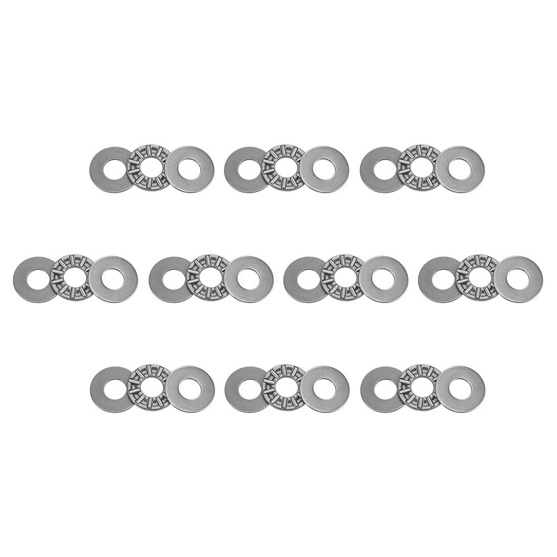 uxcell AXK0819 Thrust Needle Roller Bearings with Washers 8mm Bore 19mm OD 2mm Width 10pcs