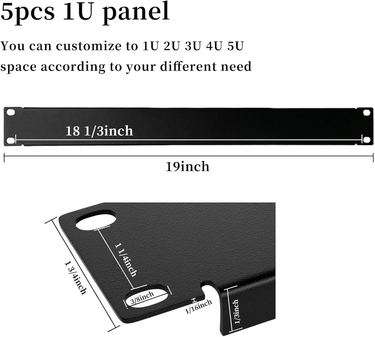 1U Blank Panel Rack Mount Spacer Filler Panel 19" Black Rack Blanking Blind Panel for Server Network Rack Enclosure Or Cabinet-5pcs (1U-5PCs)
