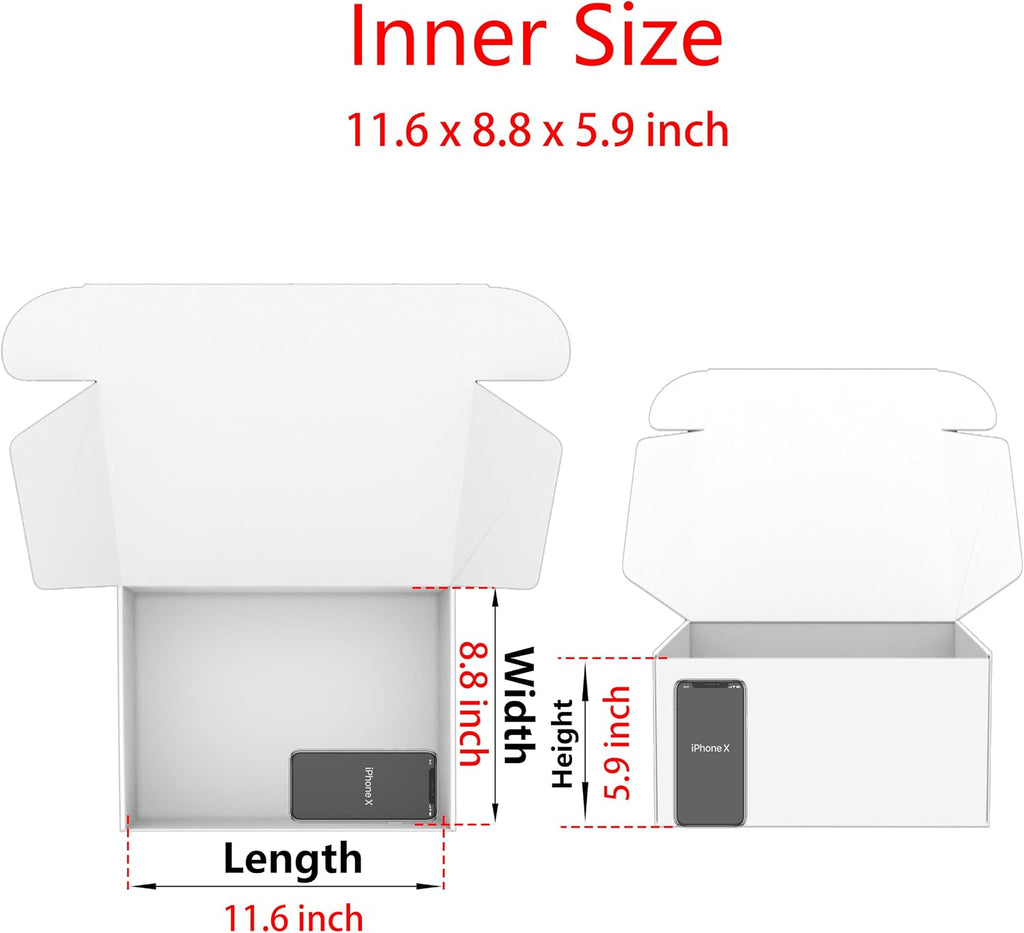12x9x6 Shipping Boxes Black Mailer Corrugated Cardboard Box Set of 15