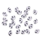 25 Pcs Polyhedral Dice Set,Black with White,10 Sides