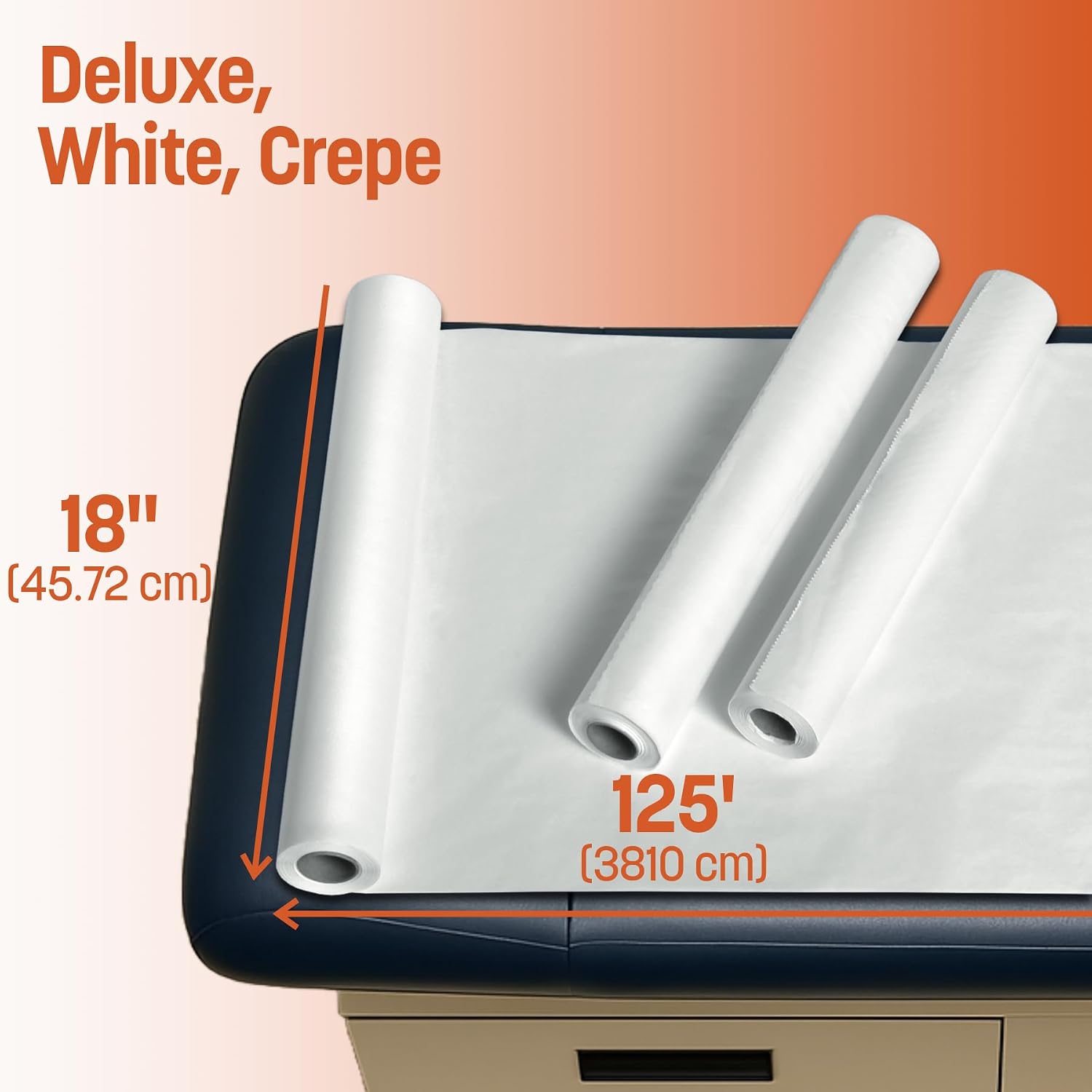 Deluxe Medical Exam Table Paper, Crepe Finish, 21" x 125', Case of 12 Rolls, Ideal for Doctor Offices, Crafts, Spas
