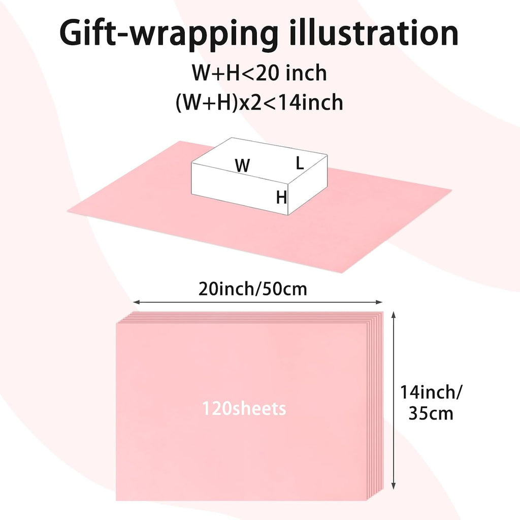 120 Sheets 14 x 20 Inch Light Pink Tissue Paper for Gift Bag