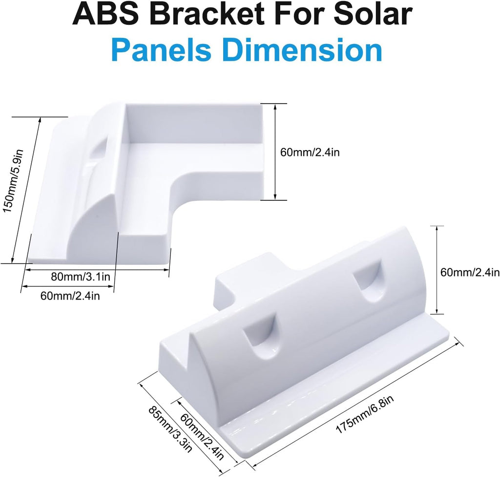 Solar Panel Mounts Bracket Set of 4pcs (White), Drill Free ABS Corner Roof Brackets Mounting Kit, Durable Solar Mount