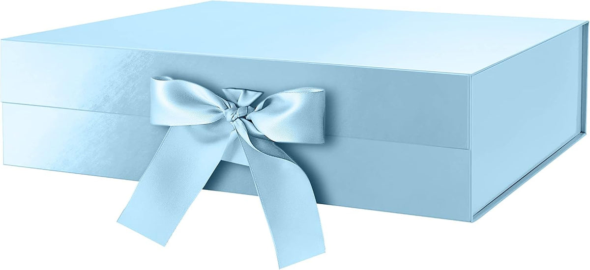 Large Baby Blue Gift Box with Lid for Present 13x9.7x3.4 Inches