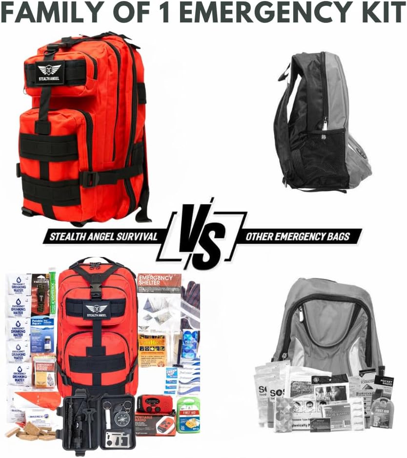 Survival - 72 Hour Family Emergency Kit - 1-5 Person Survival Bag for Earthquakes, Hurricanes, and Other Natural