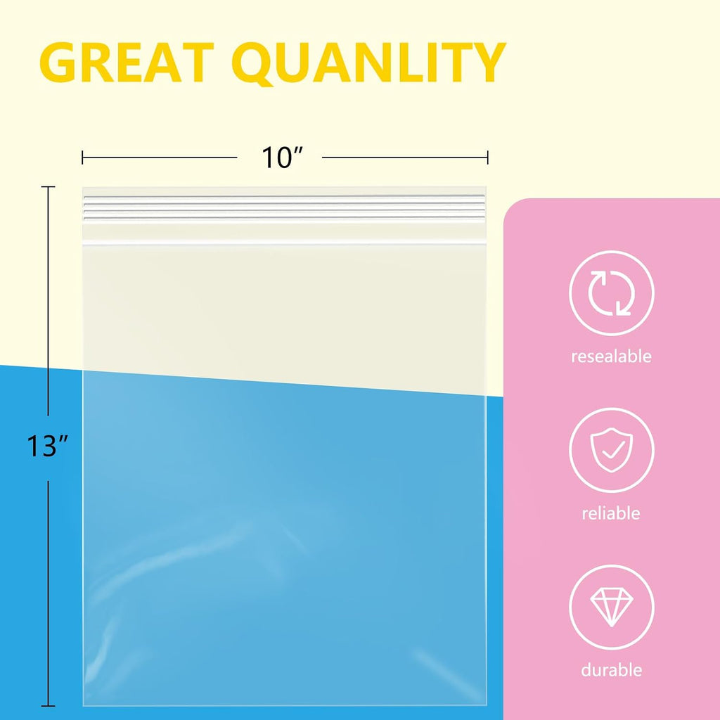 500 Pcs- 10" x 13" Clear Reclosable Zip Bags