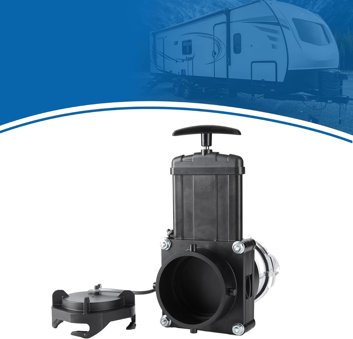 Twist-On Waste Valve RV Gate Valve, Black & Clear, 1Pack (8049)