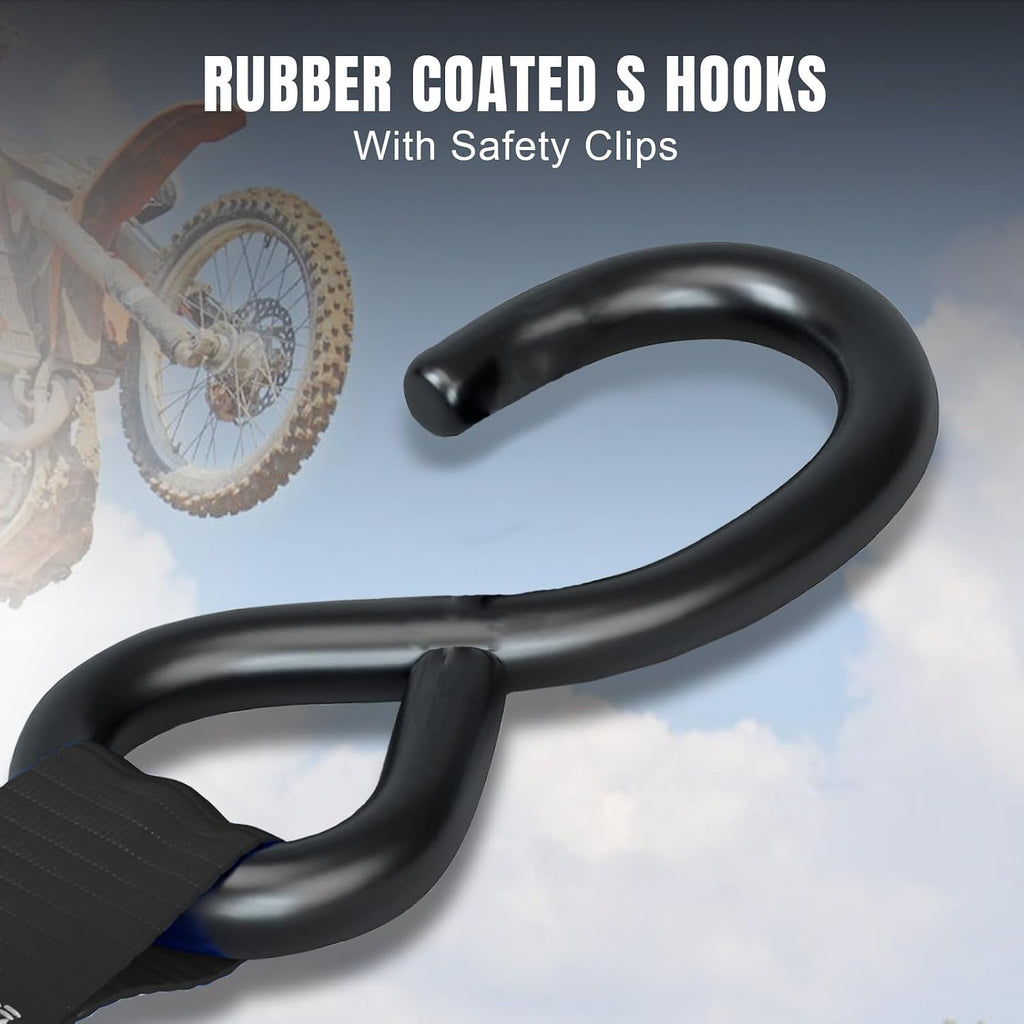 Ratchet Tie Down Straps Set,1500 lbs Break Strength, 1" x 15' Heavy Duty Ratchet Straps with 4X Soft Loops Padded