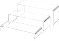 1 Set Large Acrylic Clear Display Risers, 3 Sizes 12" Rectangular Showcase Collectibles Display Shelf, 5 mm Thick