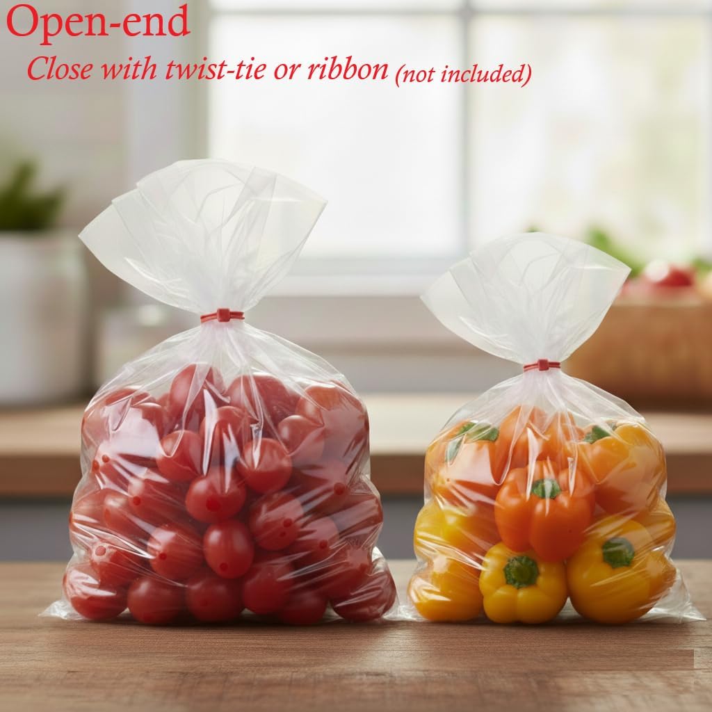 9" x 12" Open-End Flat Poly Bags, 100 Pack, 1 Mil Lightweight, for A4 Paper