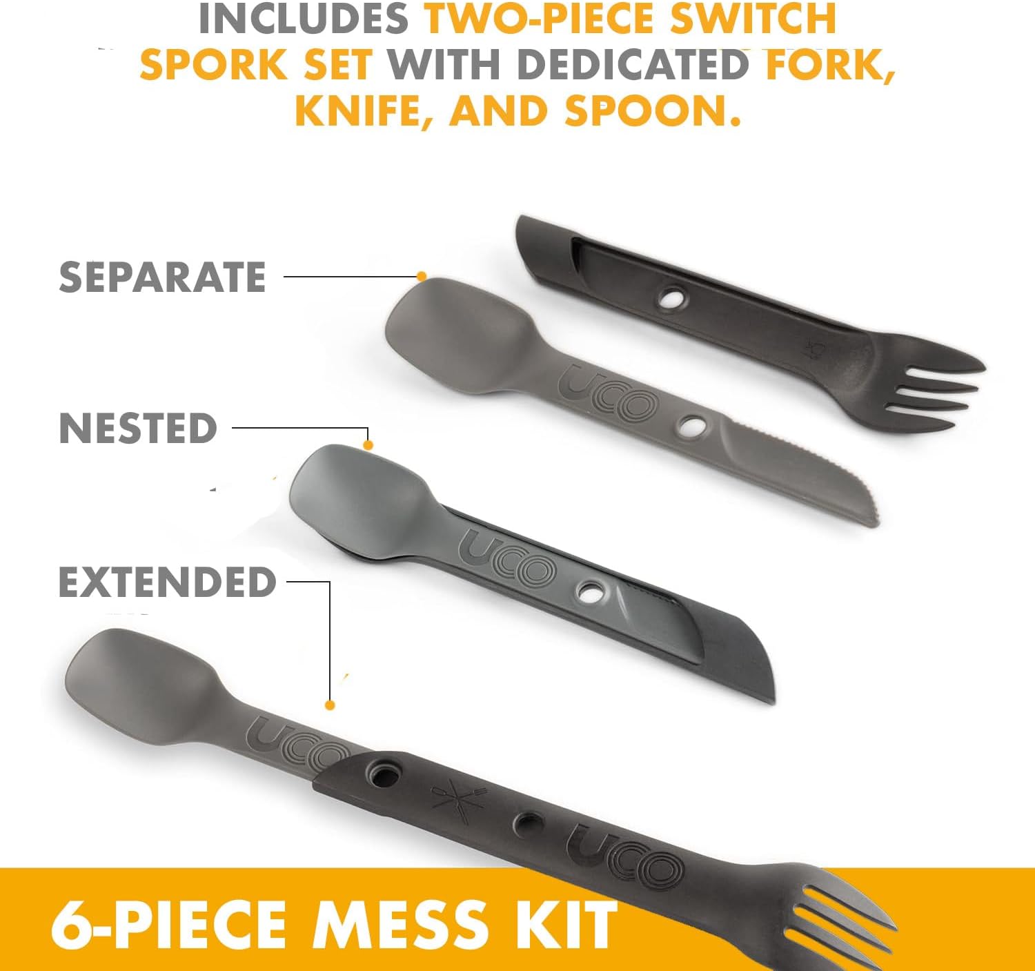 Camping Mess Kit with Bowl, Plate, Collapsible Cup, and Switch Camping Spork