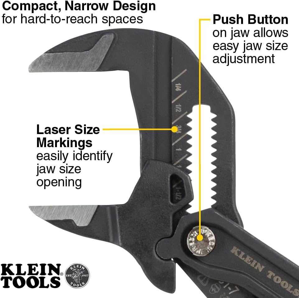 D5317 Compact Plier Wrench, High Leverage Multi-Use Adjustable Plier Wrench with Smooth Jaws, 7-Inch