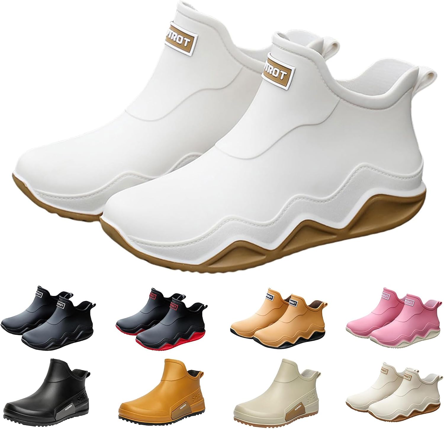 Rain Boots for Women Men Fashion Couple Walking Water Shoes,Water Resistant Ankle Rubber Boots Non-Slip Soles Mid
