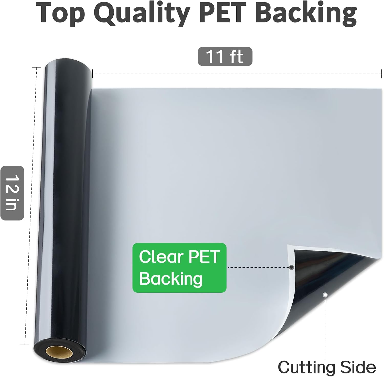 Black Permanent Vinyl - Matte Black Adhesive Vinyl Roll for All Cutting Machine, Permanent Outdoor 12" x11FT for