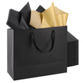 12 Pack Large Black Gift Bags with Handles & 24 Tissue Papers