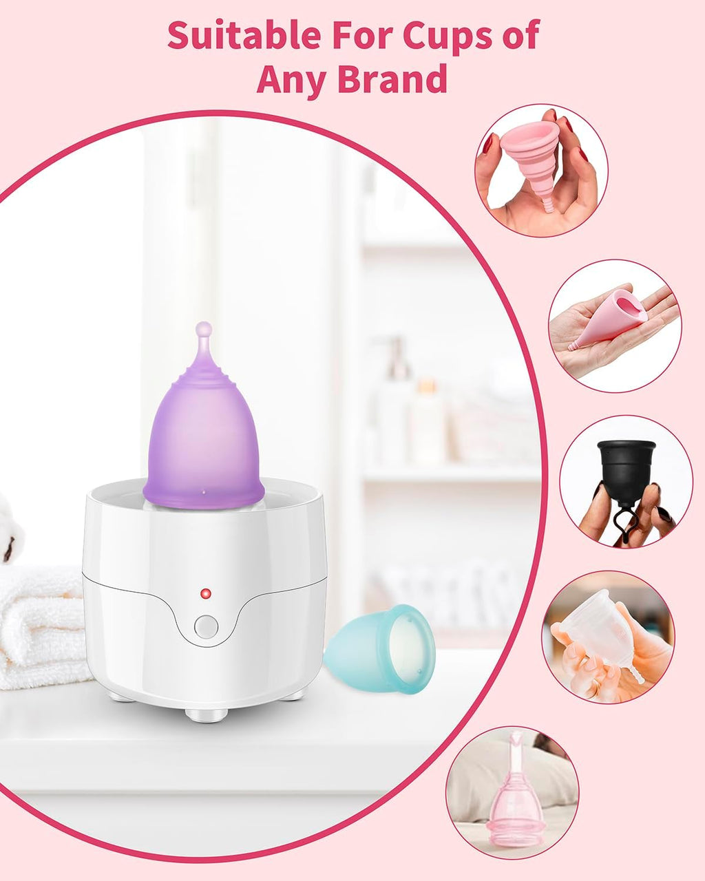Reusable Menstrual Cup (Small & Large Size) Set of 2, Soft Silicone, Low or High Cervix, Safe Period Cup, Heavy &