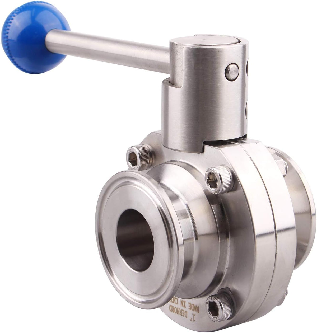 DERNORD Sanitary Butterfly Valve with Pull Handle Stainless Steel 304 Tri Clamp Clover (1 Inch)