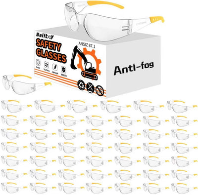 Anti Fog Wraparound Safety Glasses Bulk, ANSI Z87.1 Certified for Construction, Yard Work, Laboratories