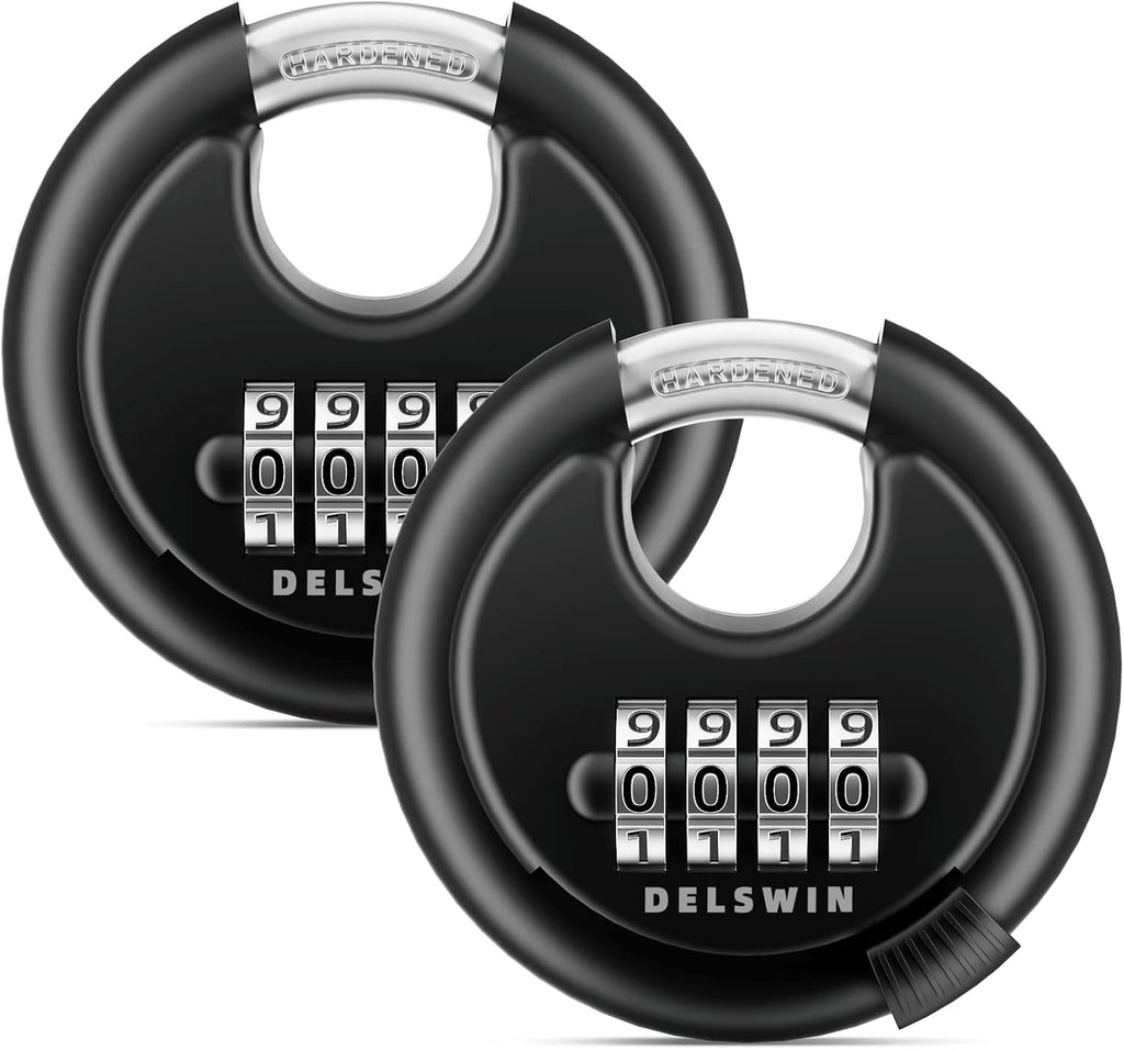 4-Digit Disc Combination Lock Outdoor - Heavy Duty Combination Padlocks with Hardened Steel Shackle Weatherproof
