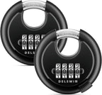 4-Digit Disc Combination Lock Outdoor - Heavy Duty Combination Padlocks with Hardened Steel Shackle Weatherproof