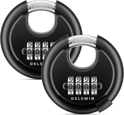 4-Digit Disc Combination Lock Outdoor - Heavy Duty Combination Padlocks with Hardened Steel Shackle Weatherproof