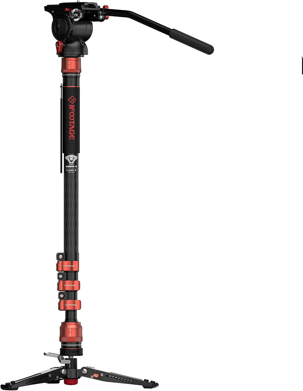 Cobra 3 Monopod with Fluid Head,Professional Portable Travel Monopod Set,71" Carbon Fiber Monopod for Cameras with