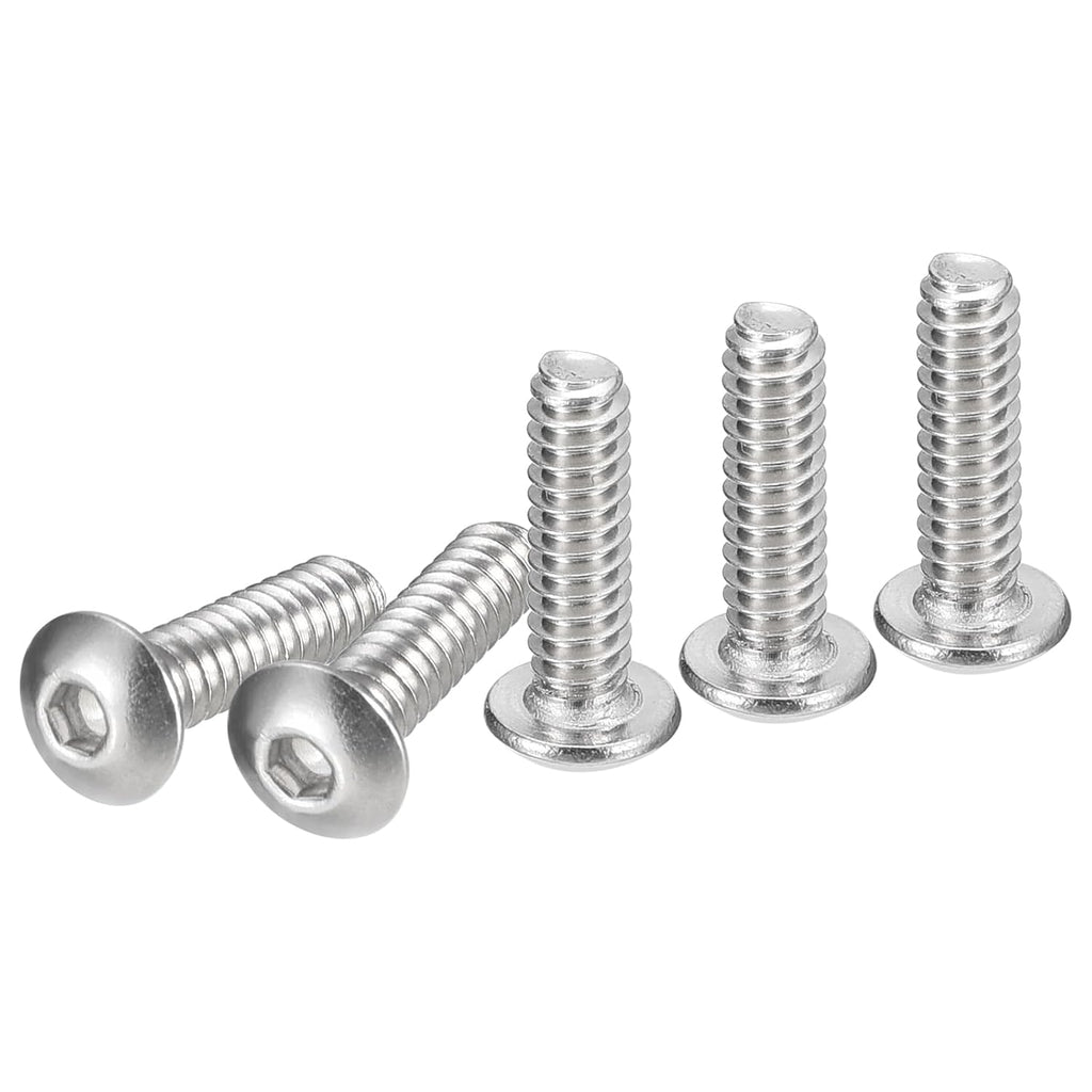DTGN #6-32x1/2 Button Head Socket Cap Screws - 100Pack - Good for Machine - 304 Stainless Steel 18/8 - Hex Drive Full Thread UNC Fasteners