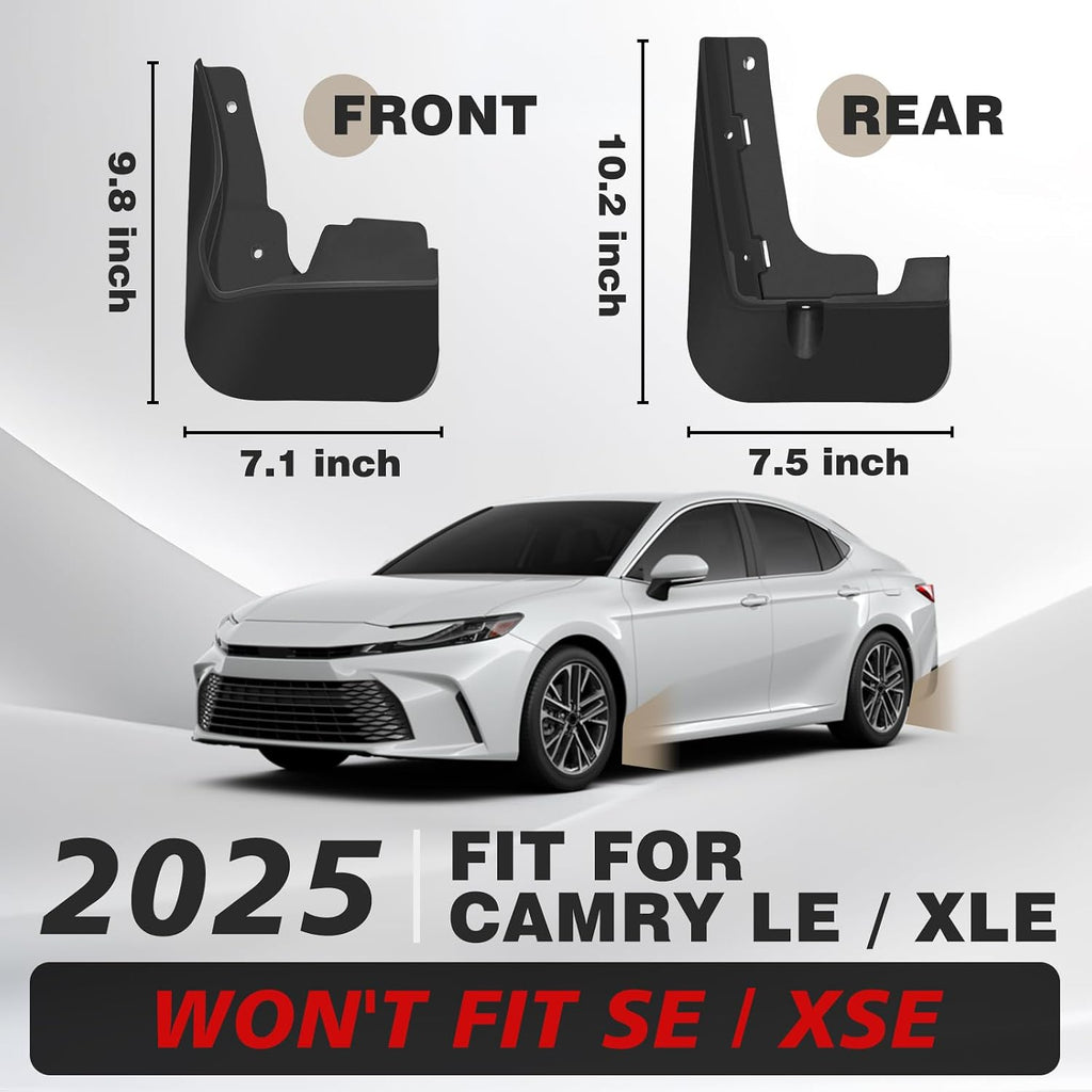 Mud Flaps for 2025 2026 Toyota Camry LE, XLE (Not for SE/XSE) | Accessories Splash Guards Wheel & Tire Mudguards