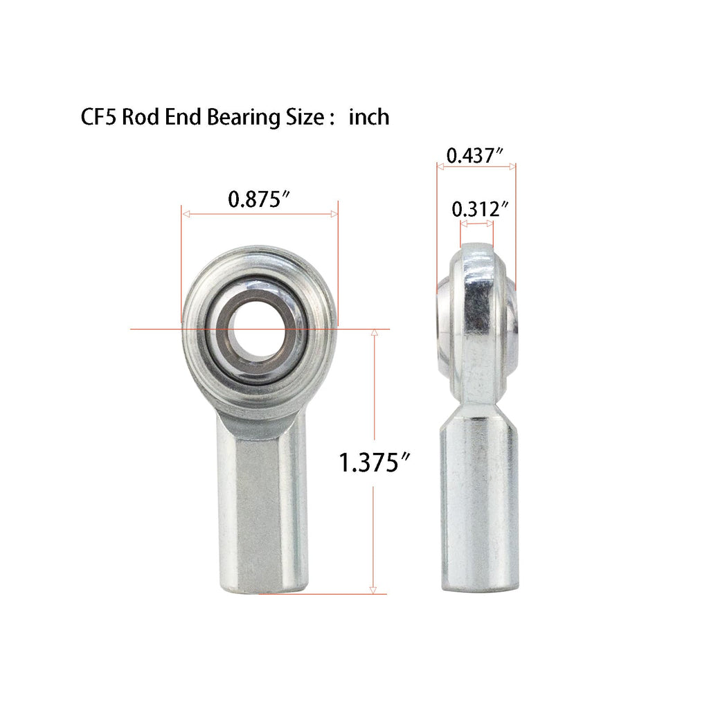 2Pcs CF5T Rod End Bearing 5/16 Inch Bore, 5/16-24 RH Female Thread