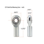 2Pcs CF5T Rod End Bearing 5/16 Inch Bore, 5/16-24 RH Female Thread