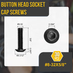DTGN #8-32x5/8 Button Head Socket Cap Screw 30Pcs 304 SS Black Oxide