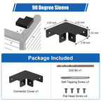 Flat Handrail Accessories, Aluminum Black Corner Connector for Handrail, 90 Degree Sleeve for Deck Cable Railing Post